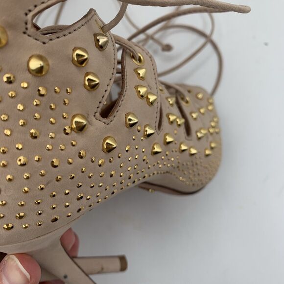 Schutz Size 8 Heels Strappy Gladiator Leather Cage Open Toe Ankle Strap Back Zip - Picture 11 of 13